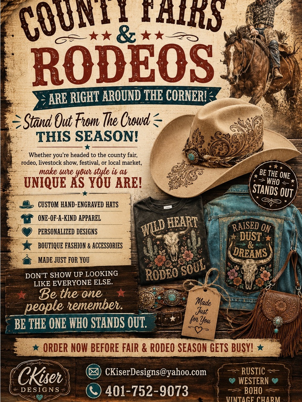 County Fairs & Rodeos Graphic Poster - Western Cowboy Design